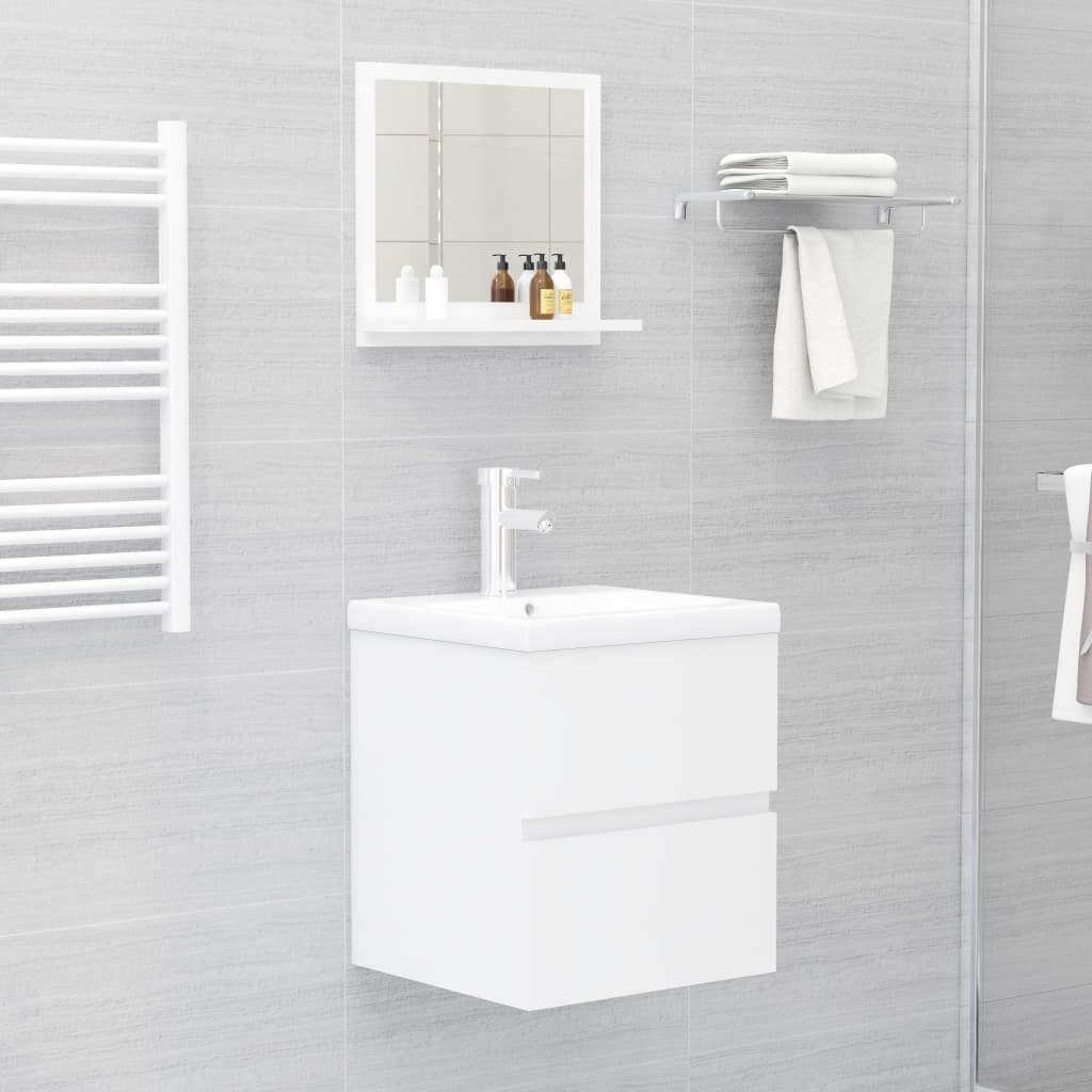 vidaXL Koupelnové zrcadlo bílé vysoký lesk 40x10,5x37 cm dřevotříska