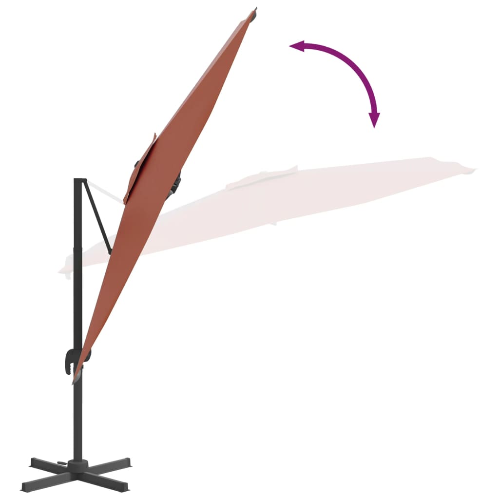 vidaXL Konzolový slunečník s hliníkovou tyčí terakota 300 x 300 cm