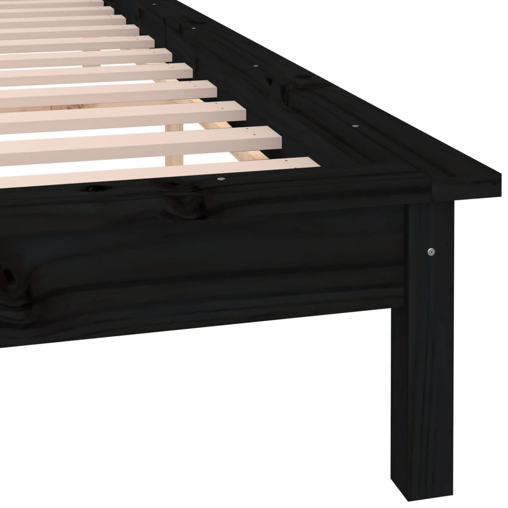 vidaXL Rám postele s LED světlem černý 140 x 190 cm masivní dřevo