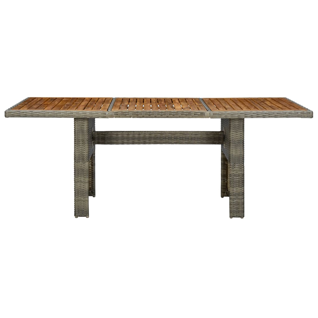vidaXL Zahradní stůl hnědý polyratan a masivní akáciové dřevo