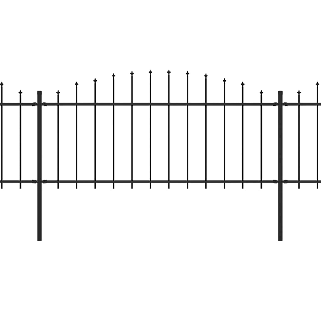 vidaXL Zahradní plot s hroty ocel (0,5–0,75) x 13,6 m černý