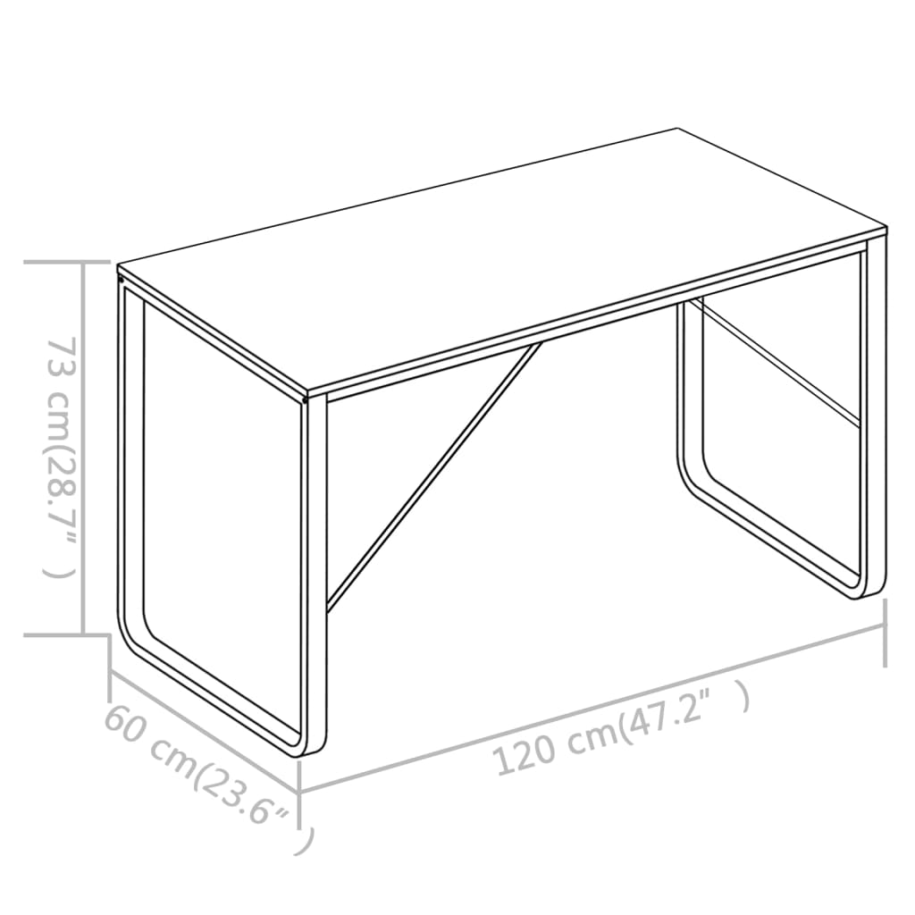 vidaXL PC stůl černý a dubový odstín 120 x 60 x 73 cm