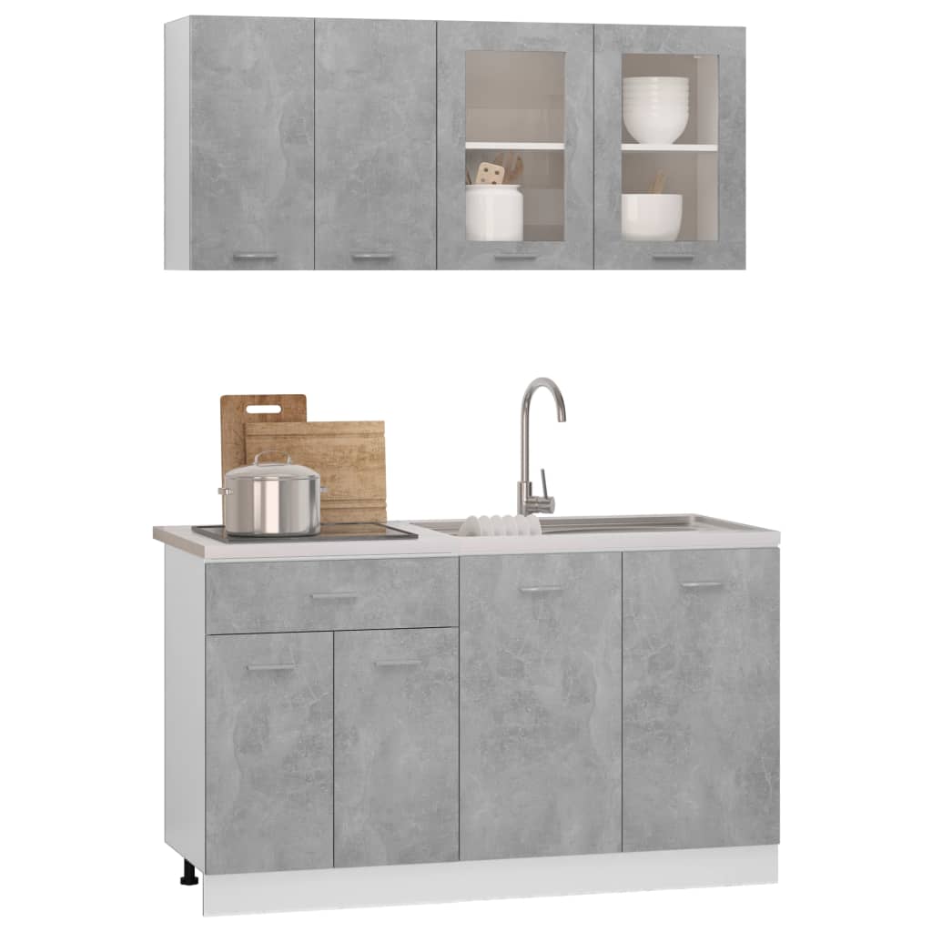 vidaXL 4dílný set kuchyňských skříněk betonově šedý dřevotříska