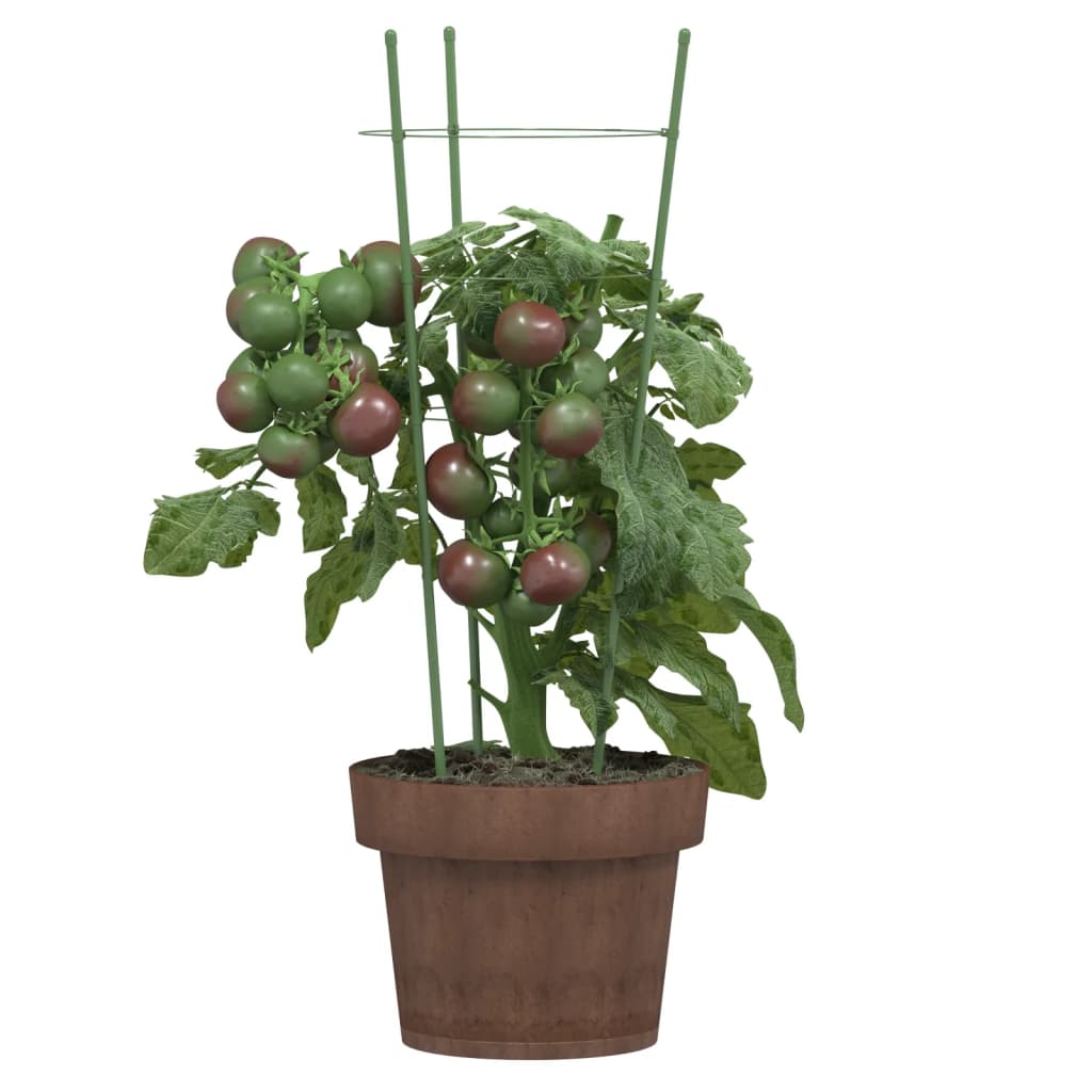 vidaXL Opory pro zahradní rostliny se 3 kroužky 5 ks zelené 45 cm ocel