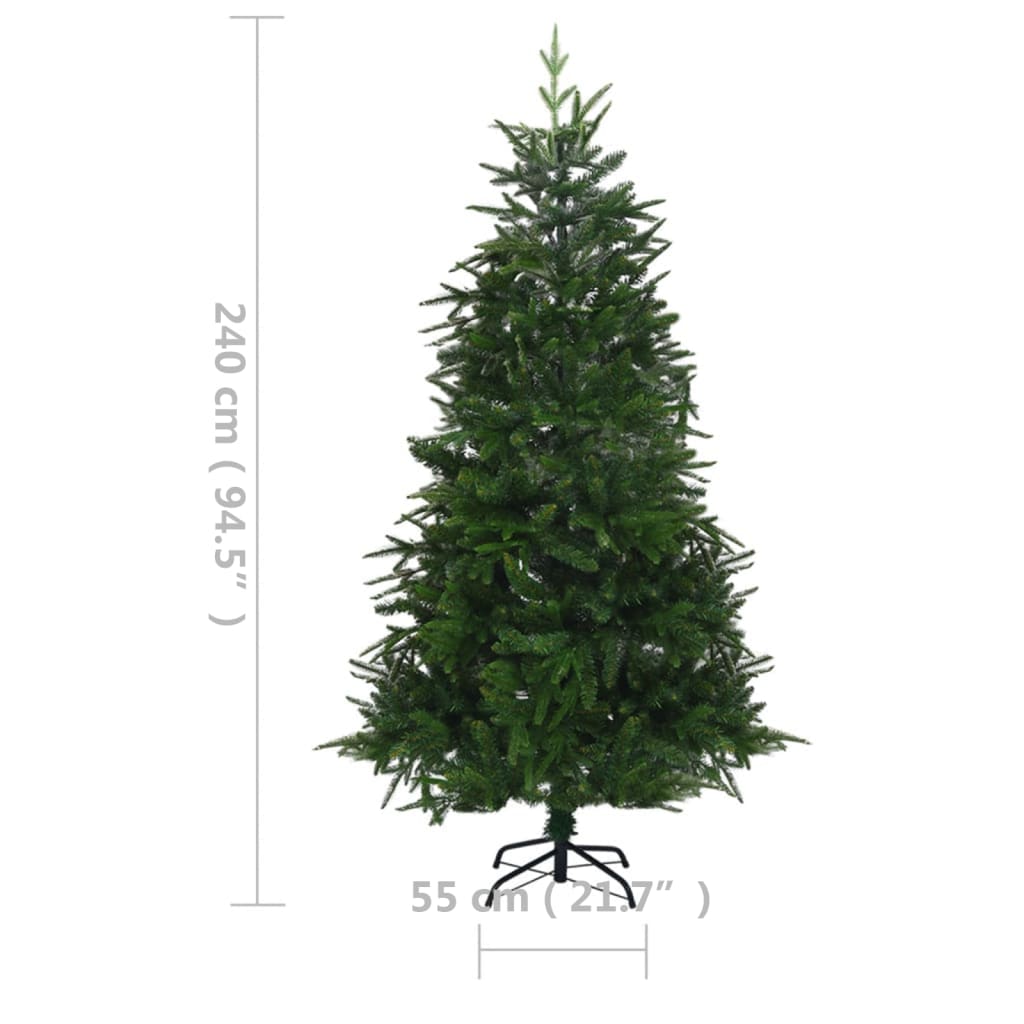 vidaXL Umělý vánoční stromek s LED osvětlením zelený 240 cm PVC a PE