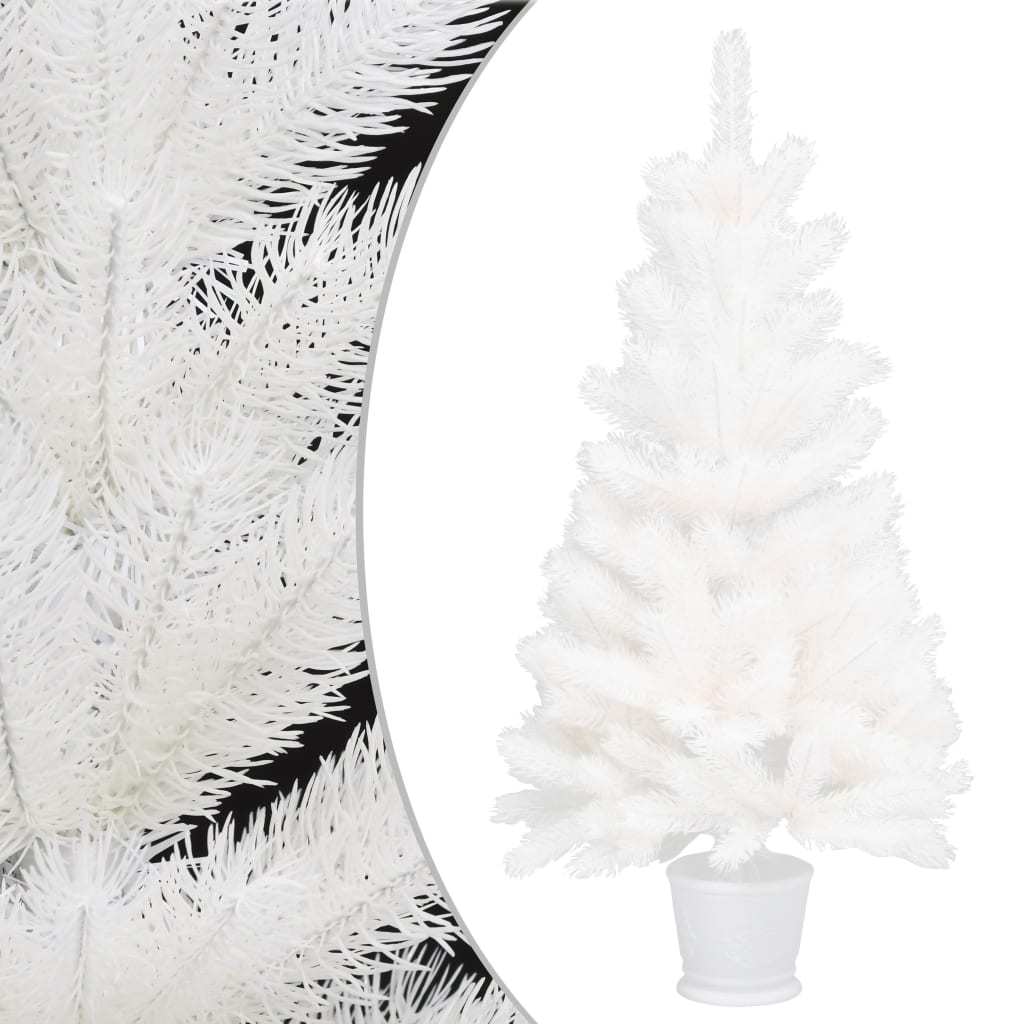 vidaXL Umělý vánoční stromek s realistickým jehličím bílý 90 cm