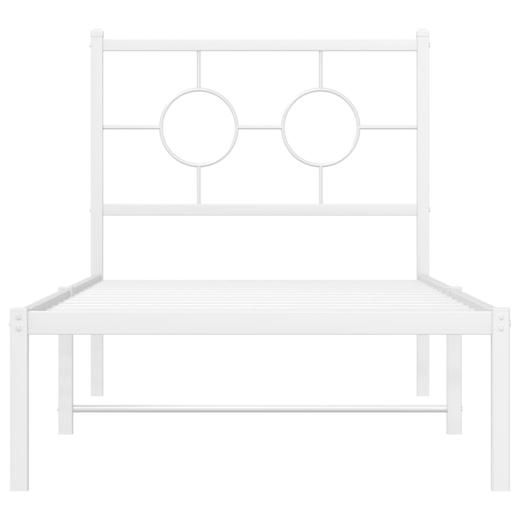 vidaXL Kovový rám postele s čelem bílý 75 x 190 cm
