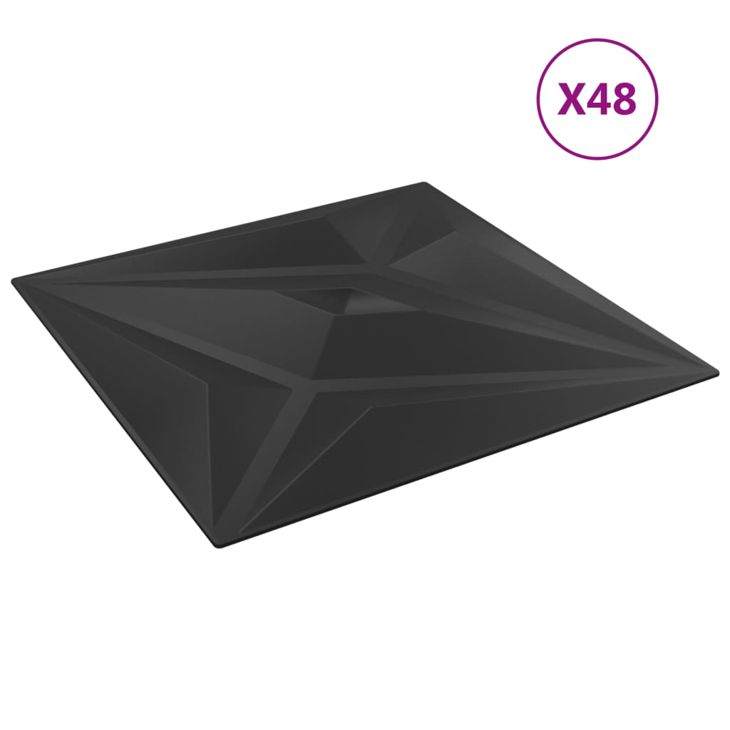 vidaXL Nástěnné panely 48 ks černé 50 x 50 cm xPS 12 m² hvězda