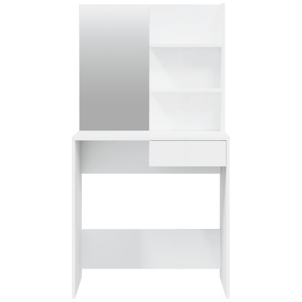 vidaXL Toaletní stolek se zrcadlem lesklý bílý 74,5 x 40 x 141 cm