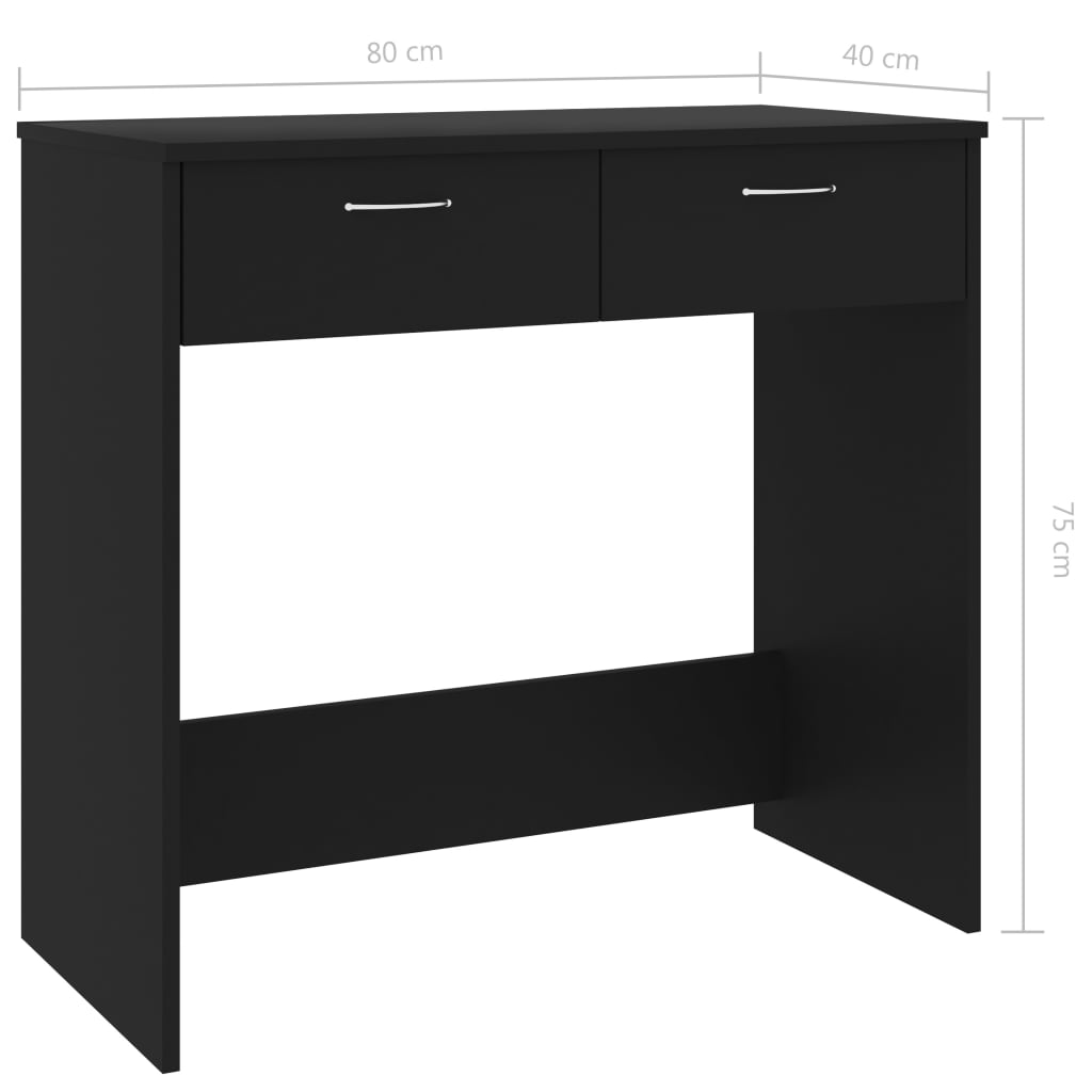 vidaXL Psací stůl černý 80 x 40 x 75 cm dřevotříska