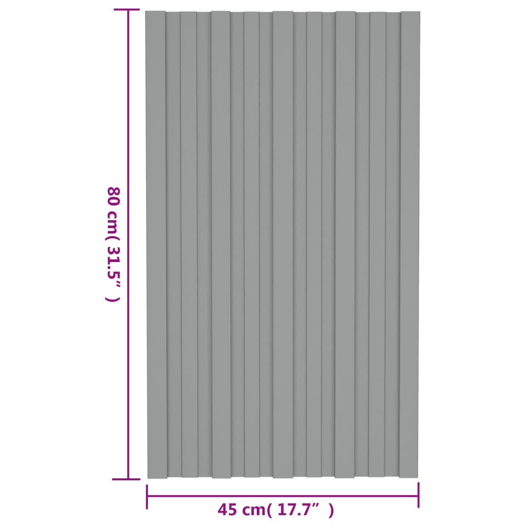 vidaXL Střešní panely 36 ks pozinkovaná ocel šedé 80 x 45 cm