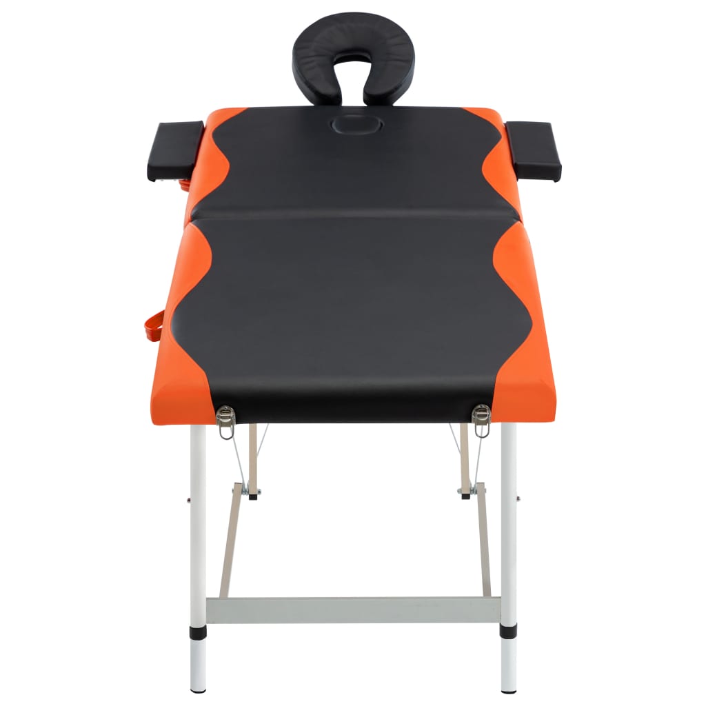 vidaXL Skládací masážní stůl se 2 zónami hliník černo-oranžový