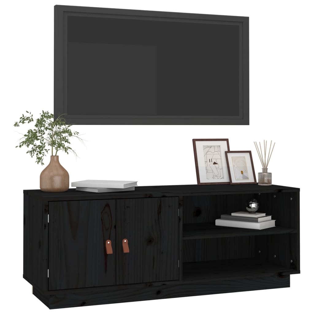 vidaXL TV skříňka černá 105 x 34 x 40 cm masivní borové dřevo