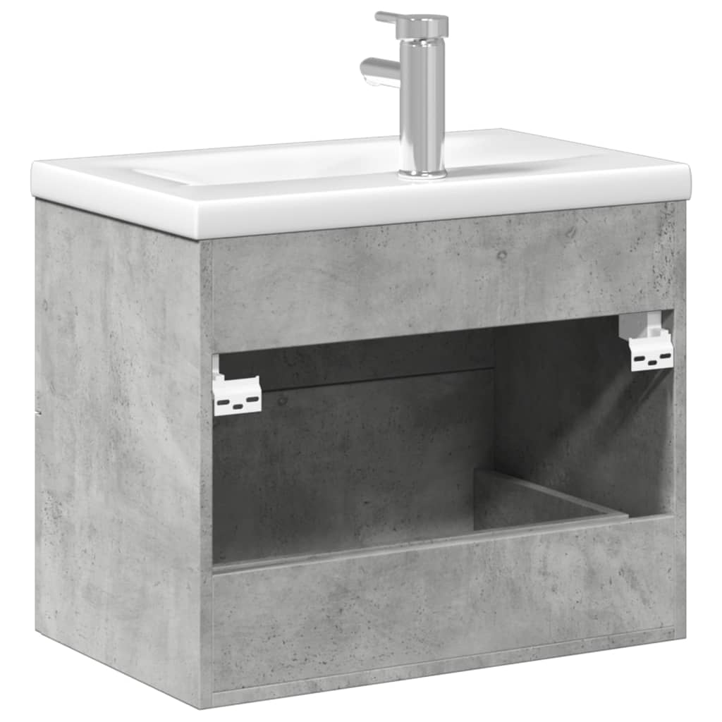 vidaXL Koupelnová skříňka se zápustným umyvadlem betonově šedá