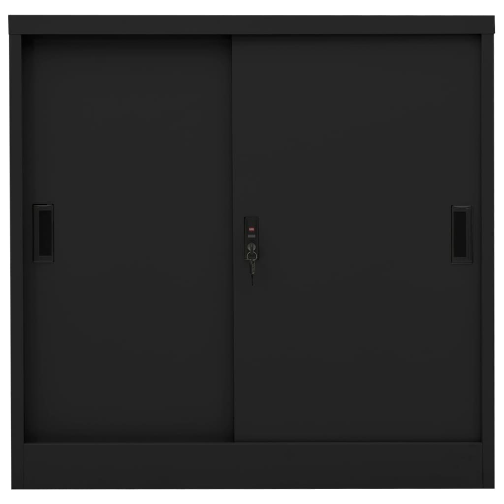 vidaXL Kancelářská skříň s posuvnými dveřmi černá 90 x 40 x 90 cm ocel