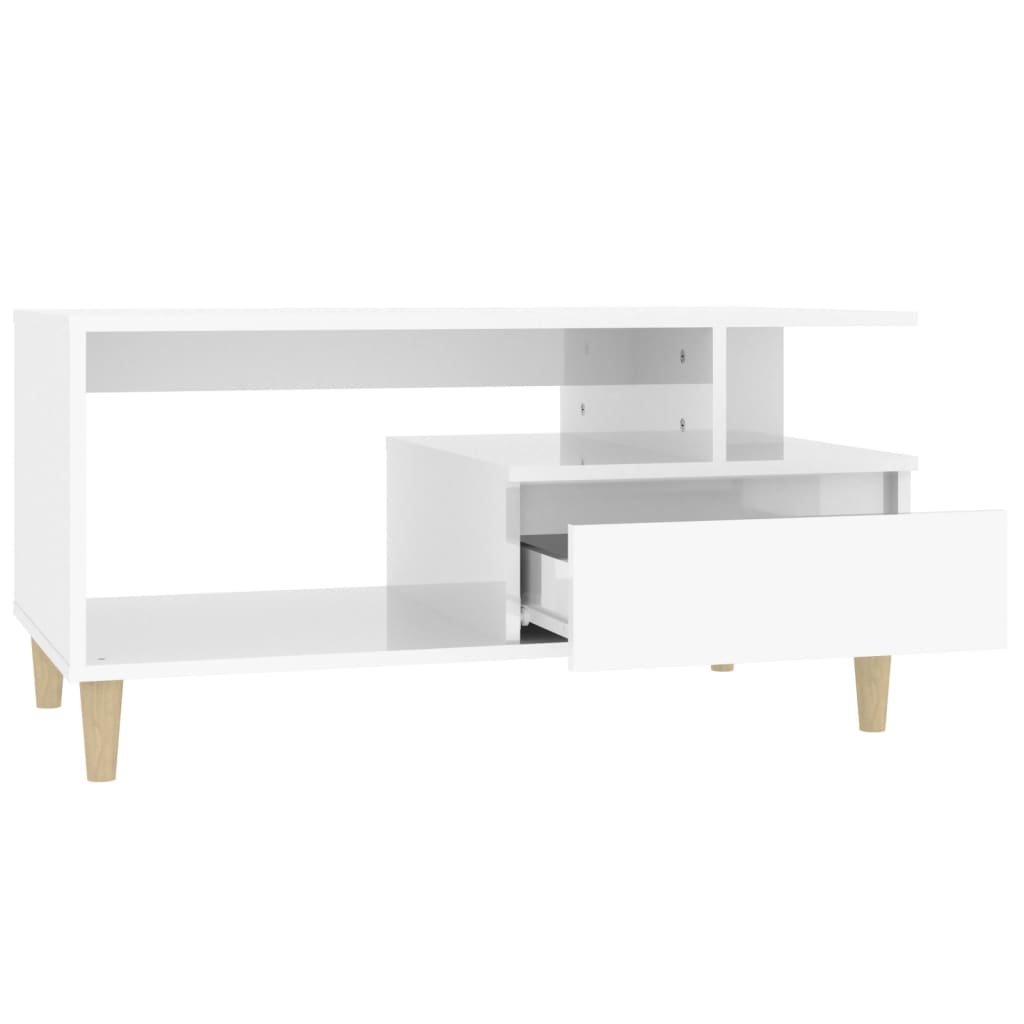 vidaXL Konferenční stolek lesklý bílý 90x49x45 cm kompozitní dřevo