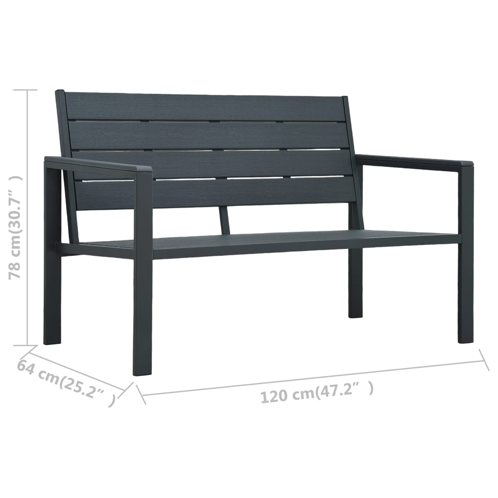 vidaXL Zahradní lavice 120 cm HDPE šedá dřevěný vzhled