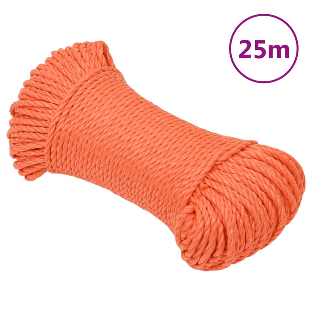 vidaXL Pracovní lano oranžové 8 mm 25 m polypropylen