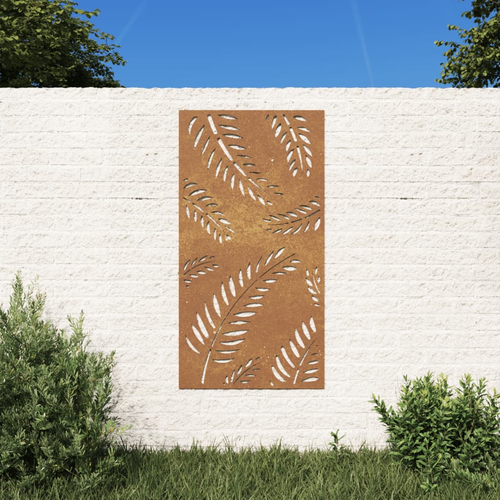 vidaXL Zahradní nástěnná dekorace 105 x 55 cm cortenová ocel List