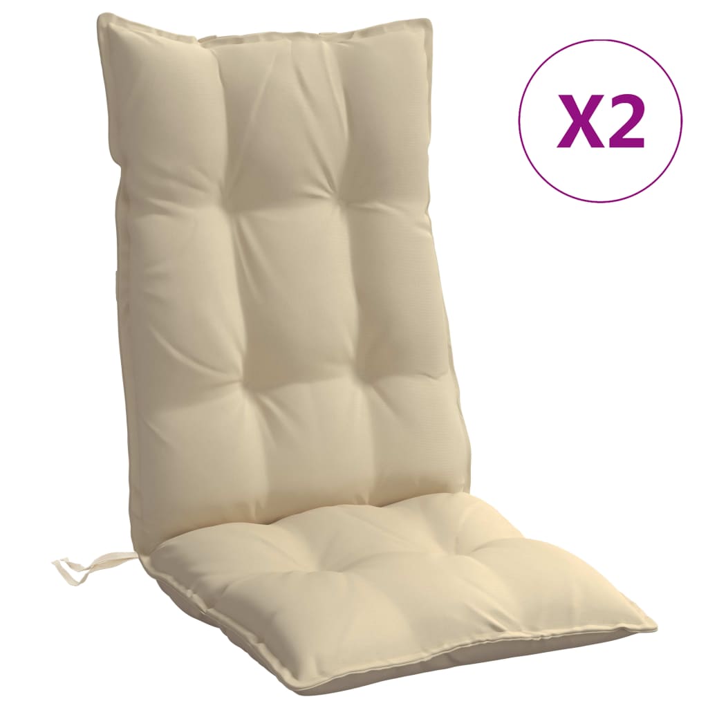 vidaXL Podušky na židli s vysokým opěradlem 2 ks béžové látka oxford