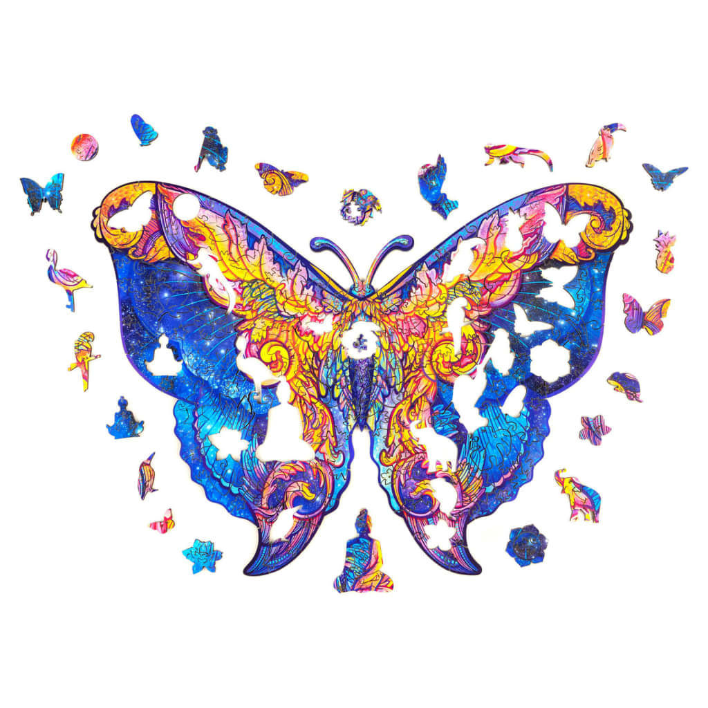 UNIDRAGON 199dílné dřevěné puzzle Intergalaxy Butterfly 32 x 23 cm