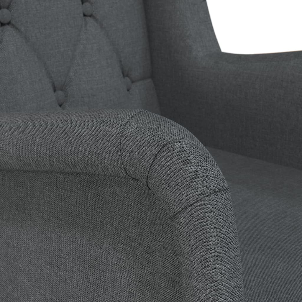 vidaXL Křeslo s nohami z kaučukovníkového dřeva tmavě šedé textil