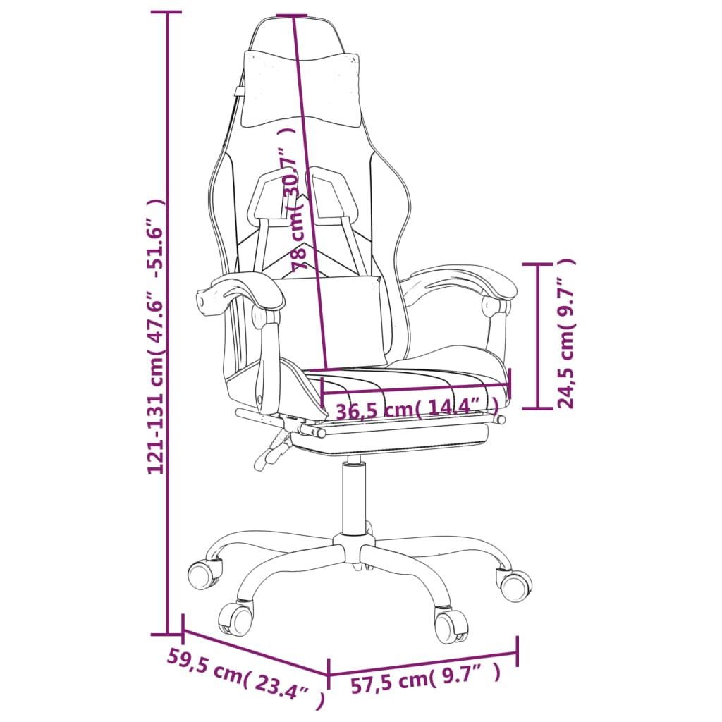 vidaXL Otočná herní židle s podnožkou černá a vínová umělá kůže
