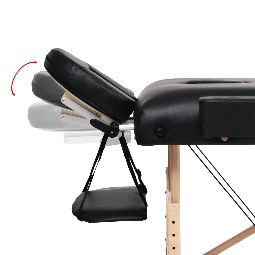 vidaXL Skládací masážní stůl 2 zóny a stolička tloušťka 10 cm černé