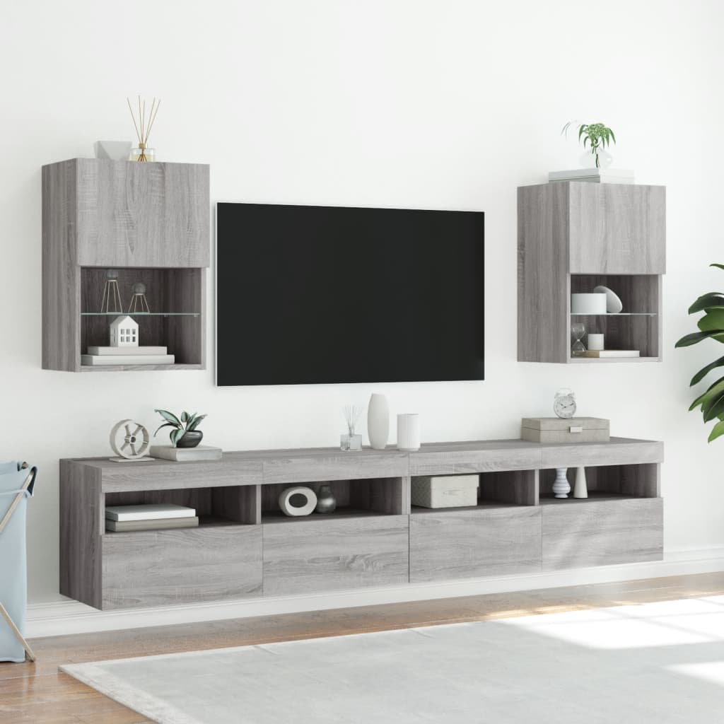 vidaXL TV skříňky s LED osvětlením 2 ks šedé sonoma 40,5 x 30 x 60 cm
