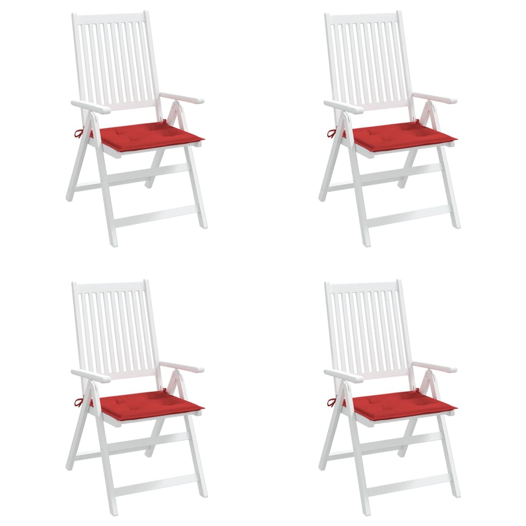 vidaXL Podušky na zahradní židli 4 ks červené 40x40x3 cm látka oxford