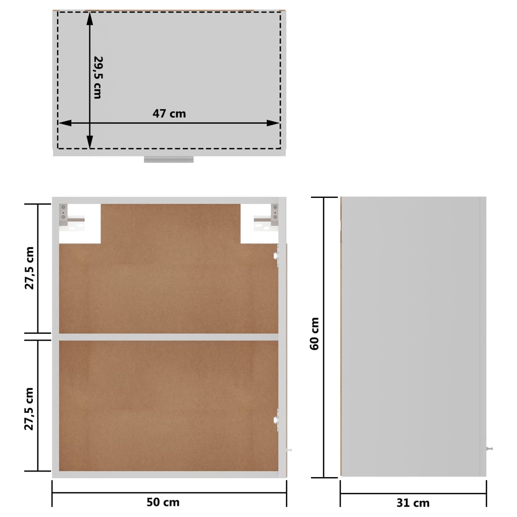 vidaXL Závěsné skříňky 2 ks bílé 50 x 31 x 60 cm dřevotříska