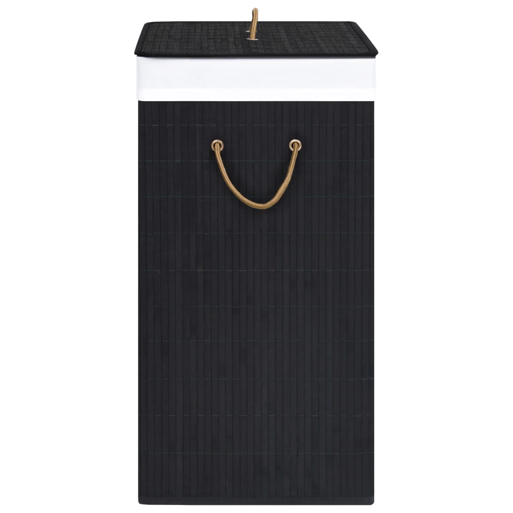 vidaXL Bambusový koš na prádlo s jednou přihrádkou černý 83 l