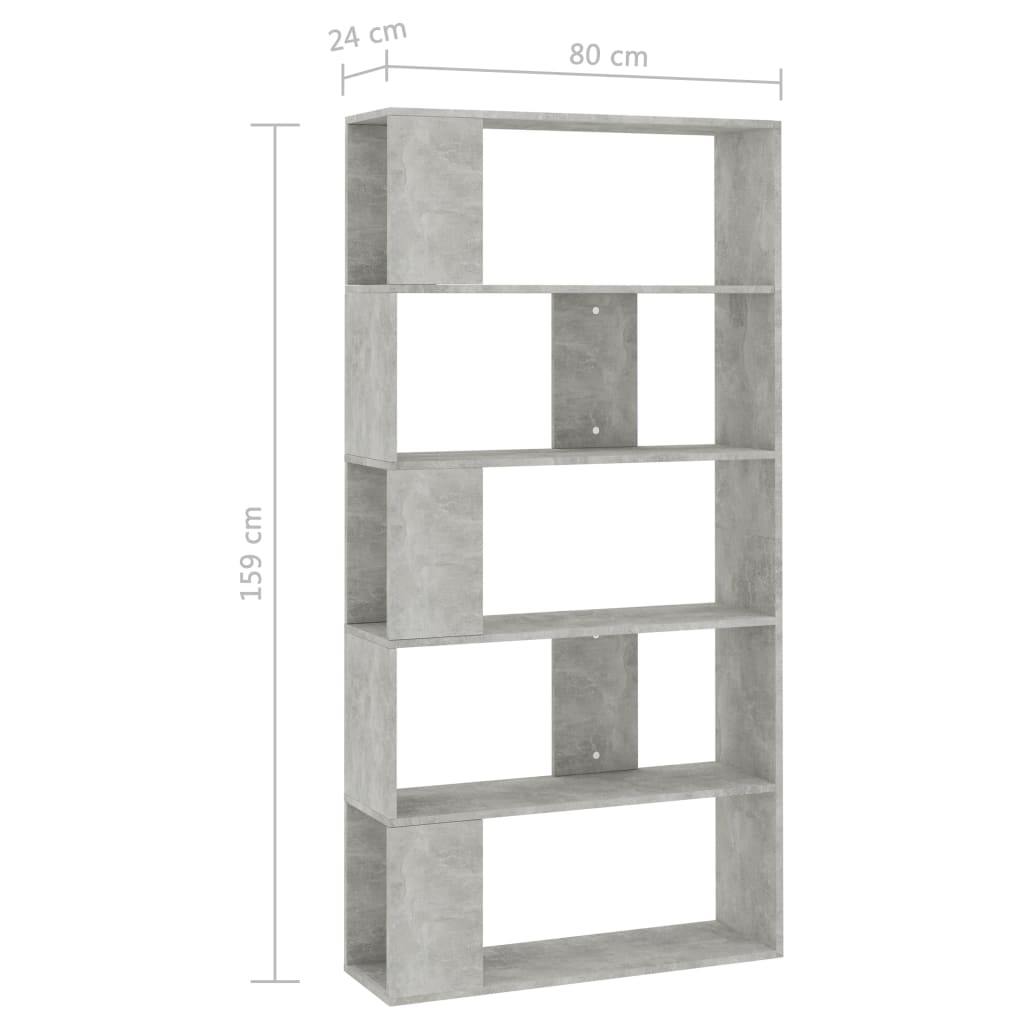 vidaXL Knihovna/zástěna betonově šedá 80 x 24 x 159 cm dřevotříska