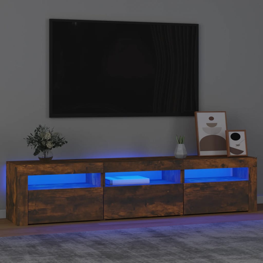 vidaXL TV skříňka s LED osvětlením kouřový dub 180x35x40 cm