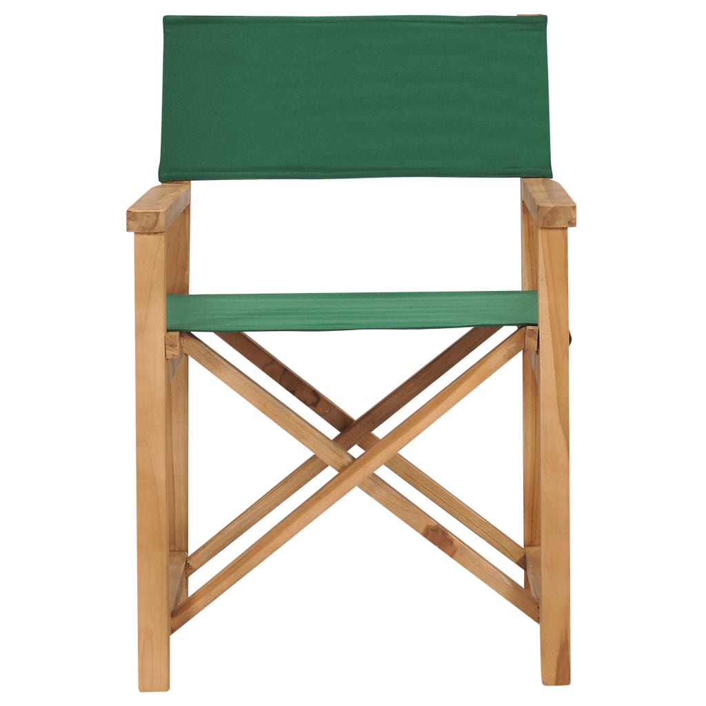 vidaXL Skládací režisérská židle masivní teakové dřevo zelená