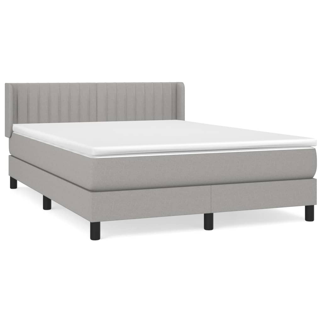 vidaXL Box spring postel s matrací světle šedá 140 x 200 cm textil