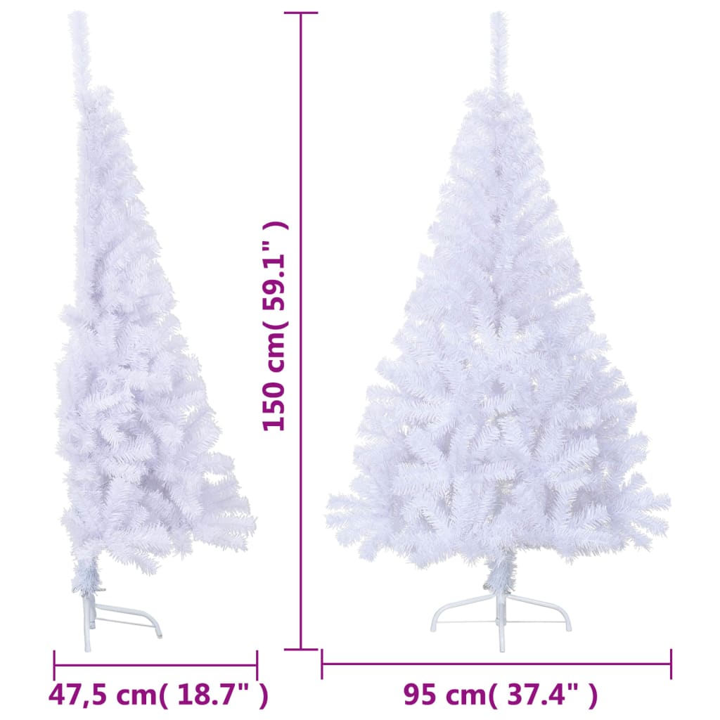 vidaXL Umělý poloviční vánoční stromek se stojanem bílý 150 cm PVC