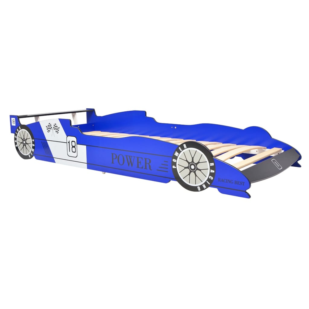 vidaXL Dětská postel ve tvaru závodního auta 90x200 cm modrá