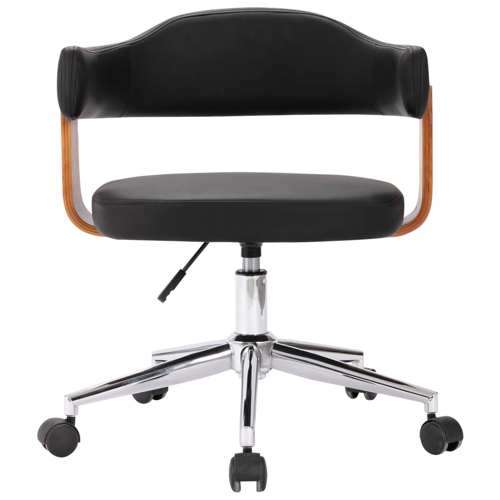 vidaXL Otočná kancelářská židle černá ohýbané dřevo a umělá kůže