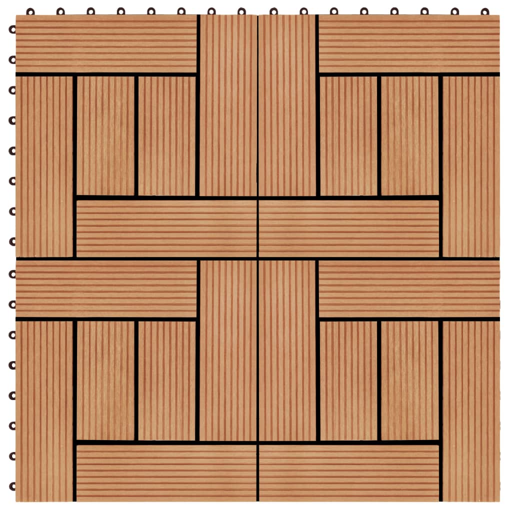 vidaXL Terasové dlaždice z dřevoplastu 11 ks 30x30 cm 1 m² odstín teak