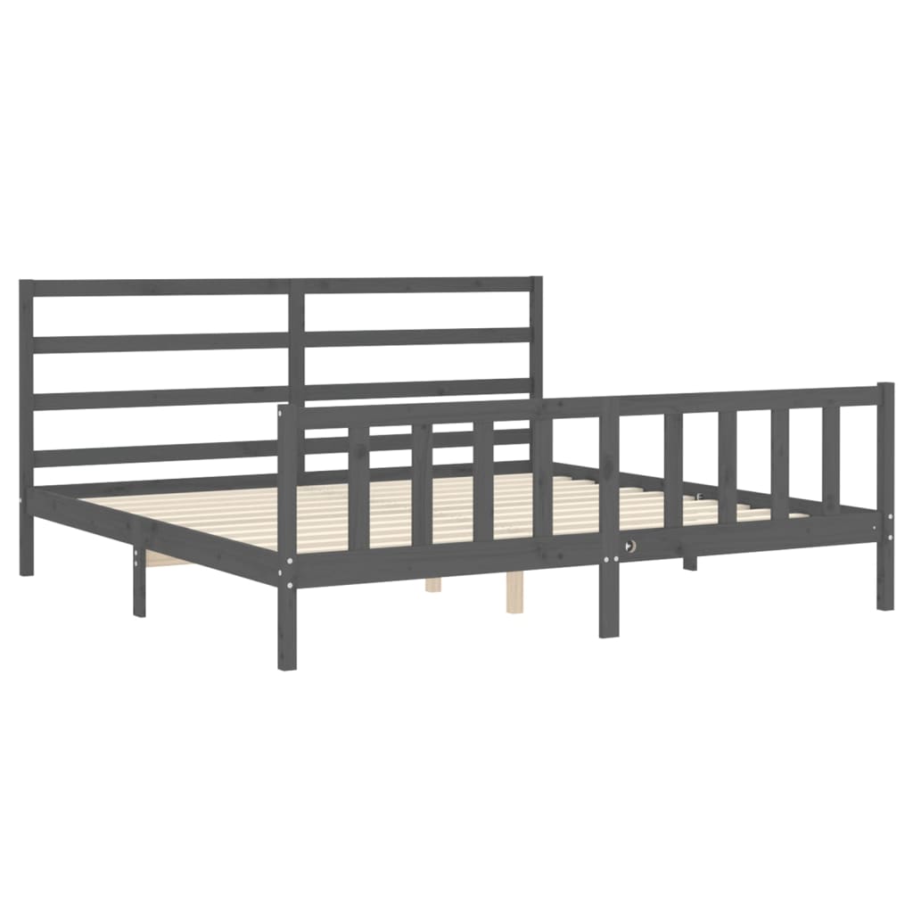 vidaXL Rám postele s čelem šedý 180 x 200 cm masivní dřevo