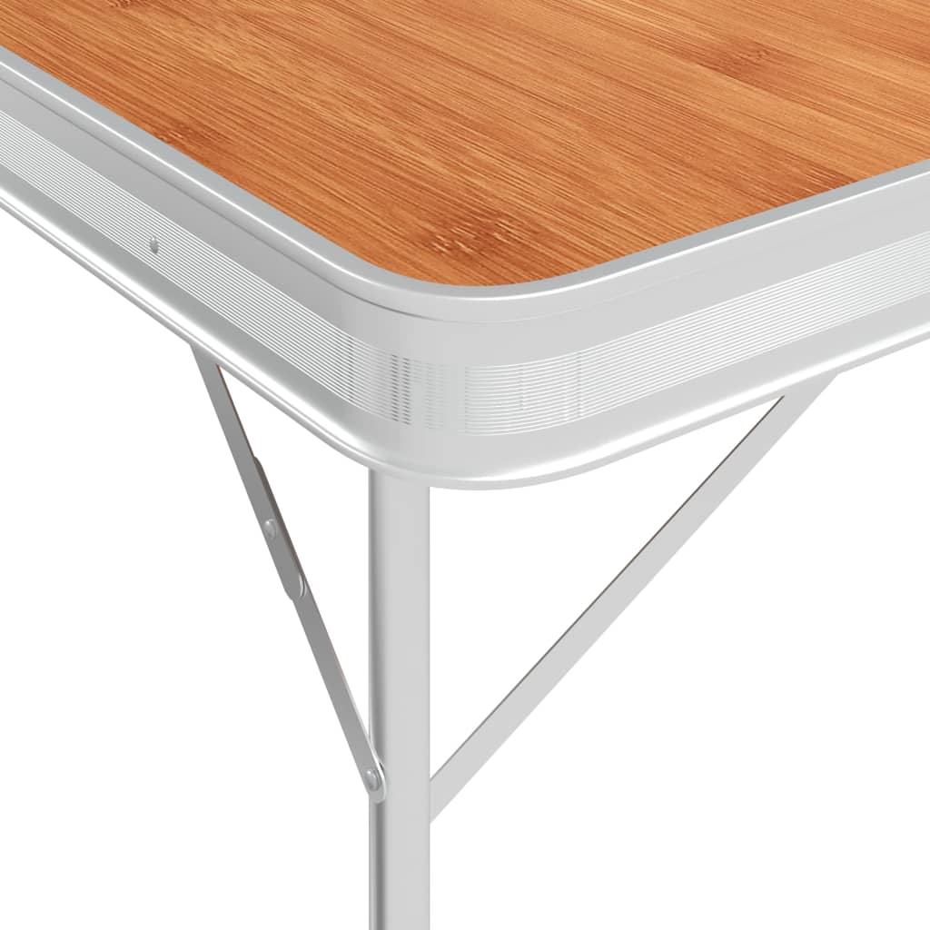 vidaXL Skládací kempingový stůl se 2 lavicemi hliník hnědý