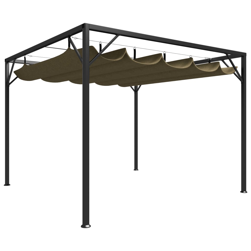 vidaXL Zahradní altán se zatahovací střechou 3 x 3 m taupe 180 g/m²