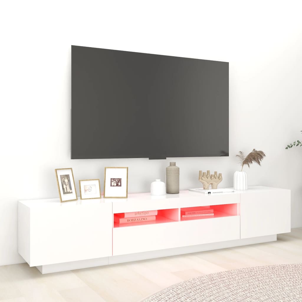 vidaXL TV skříňka s LED osvětlením bílá 200 x 35 x 40 cm