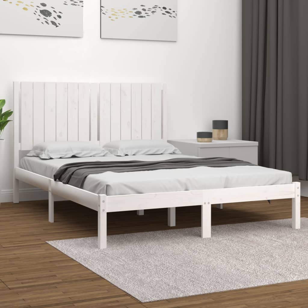 vidaXL Rám postele bílý masivní borovice 135 x 190 cm Double