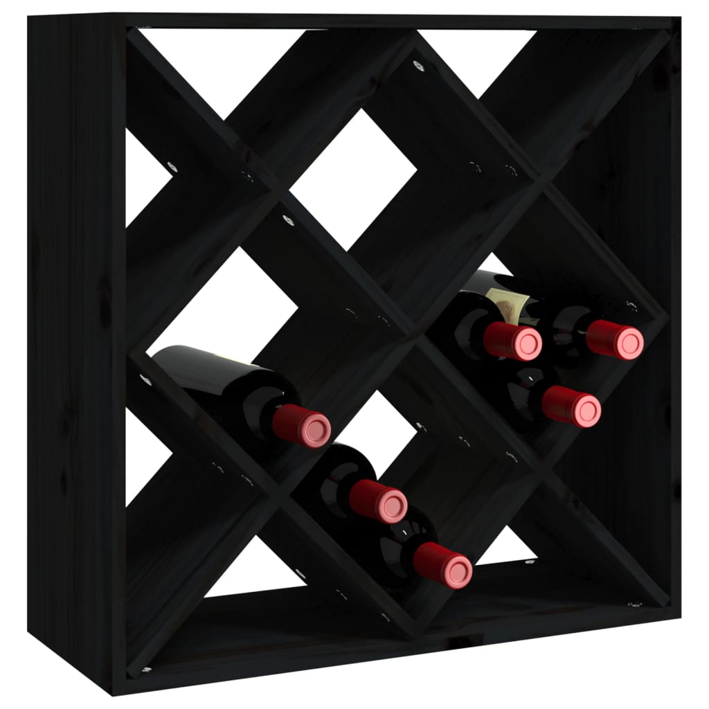 vidaXL Skříňka na víno černá 62 x 25 x 62 cm masivní borovice