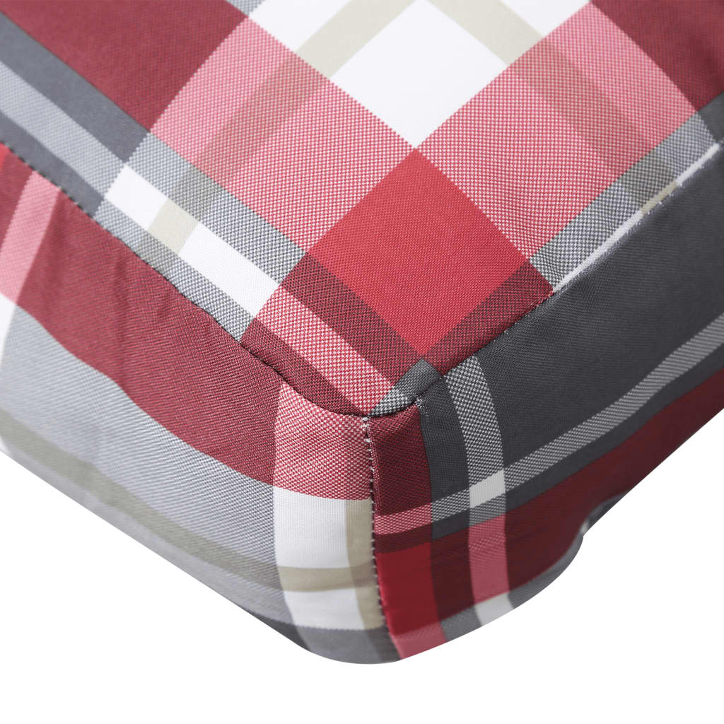 vidaXL Poduška na palety červená károvaná 120 x 40 x 12 cm textil