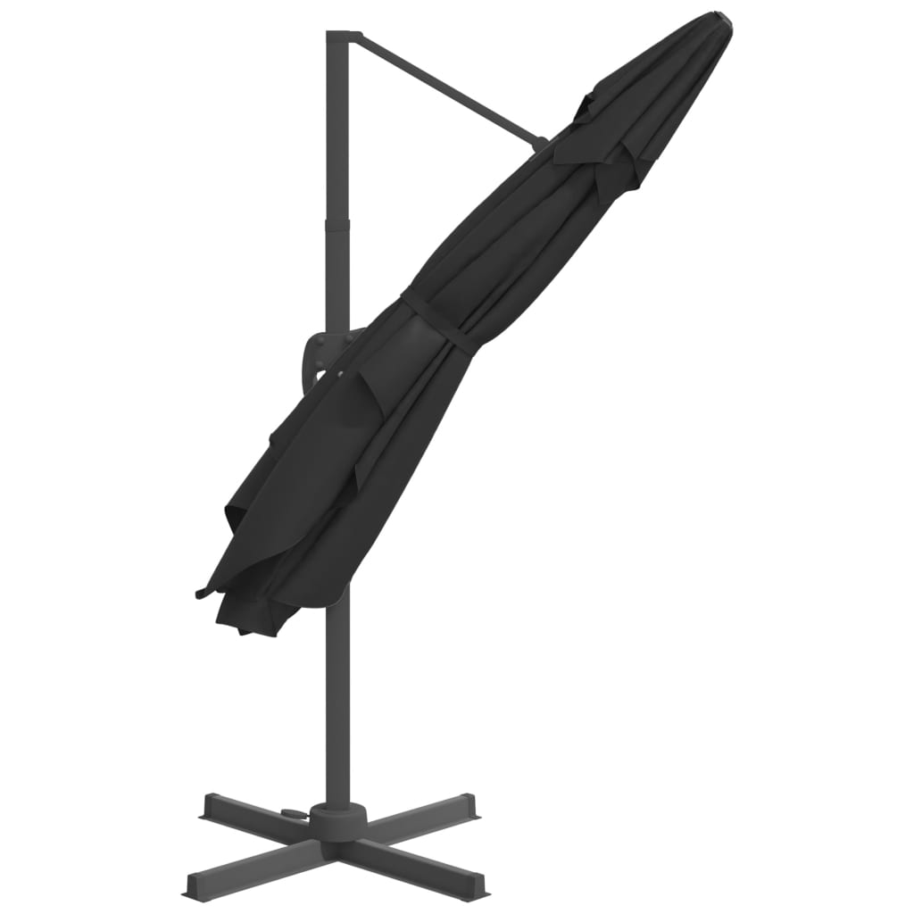vidaXL Konzolový slunečník s hliníkovou tyčí černý 300 x 300 cm