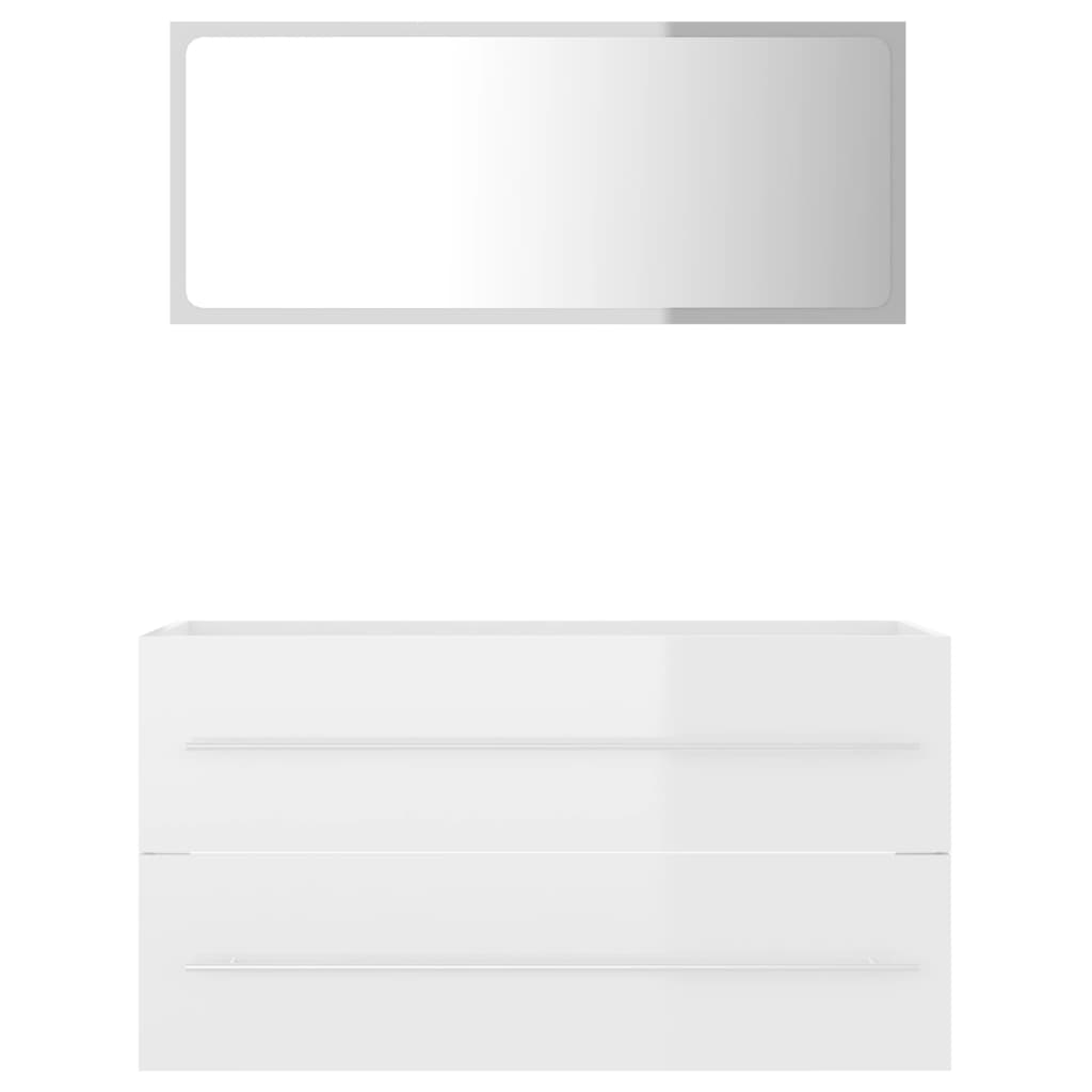 vidaXL 2dílný set koupelnového nábytku bílý vysoký lesk dřevotříska