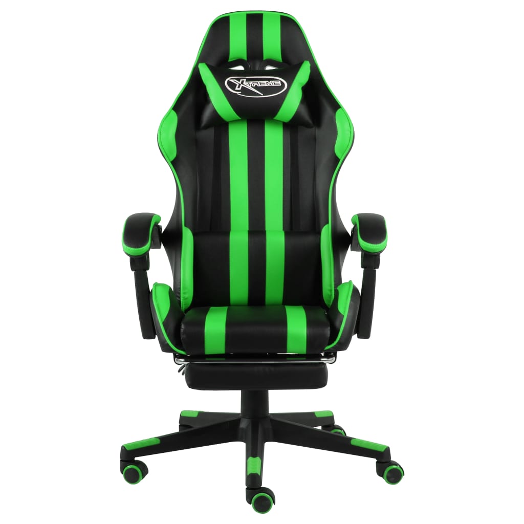 vidaXL Herní židle s podnožkou černo-zelená umělá kůže